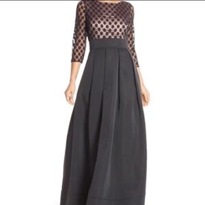 ELIZA J Black Dress Long Formal Dotted Black 6